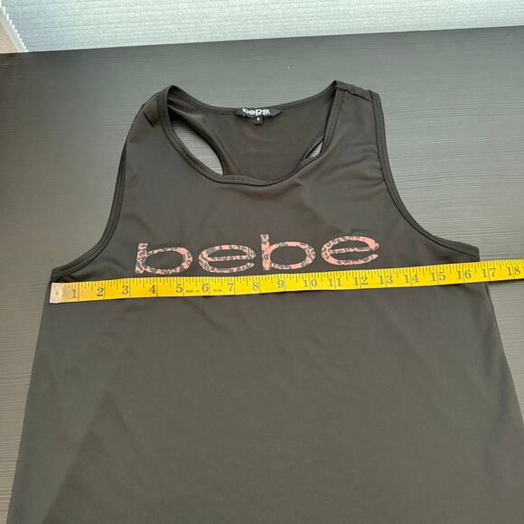 Bebe Sport Leopard Logo Cropped Racerback Tank Top Women's Size Small - Picture 7 of 8